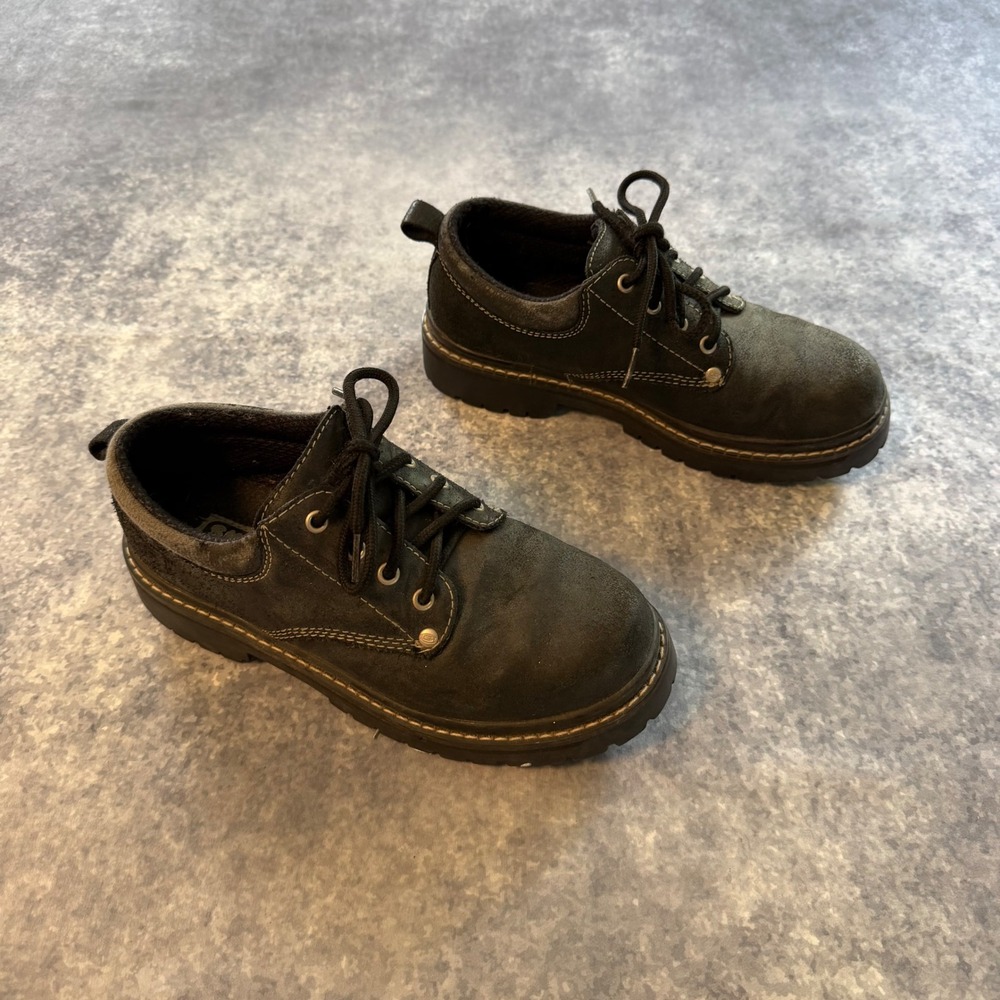 Vintage 90s Skechers Parties Mate Black Suede Chunky Platform Oxfords Womens 7